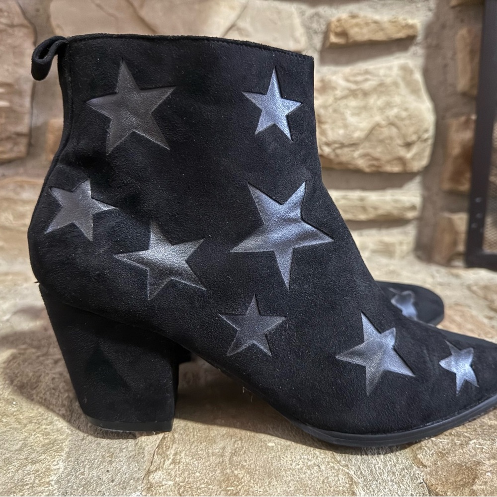 London Rebel Silver Star Ankle Boot Size 41 US 7 Western Festival Boho Vibe